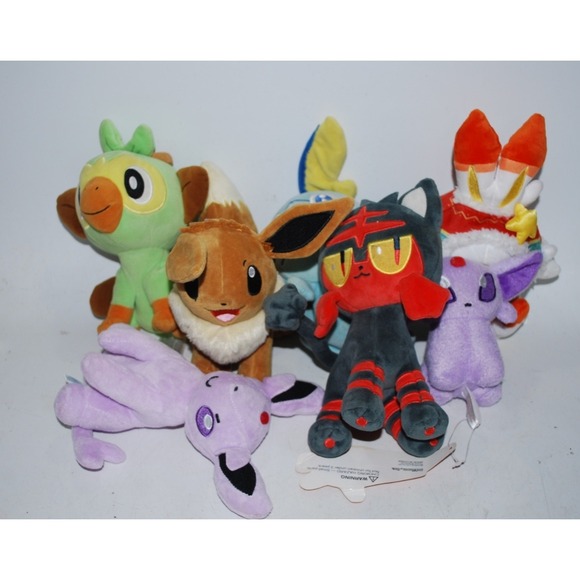 Other - Pokémon Plush Lot – Eevee Evolutions (7 Plush) – Used – Wear on Blue Plush